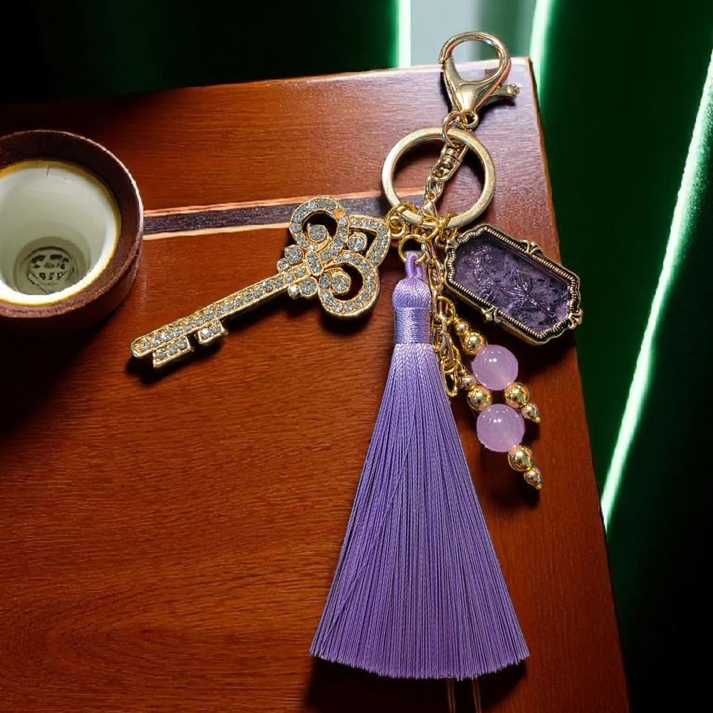 SALE!! Gold and Purple Handbag Charm/Keychain Accessory  NWT